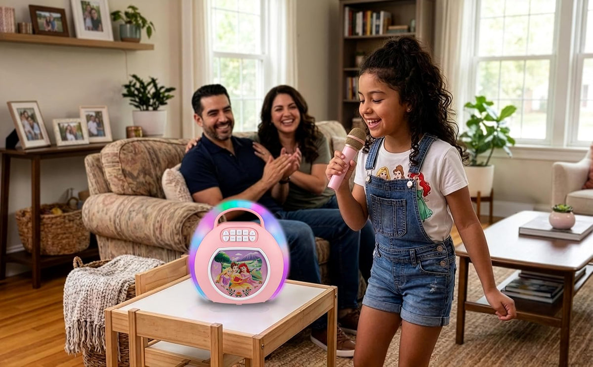 Disney Princess - Máquina de karaoke Bluetooth para niños con micrófono inalámbrico
