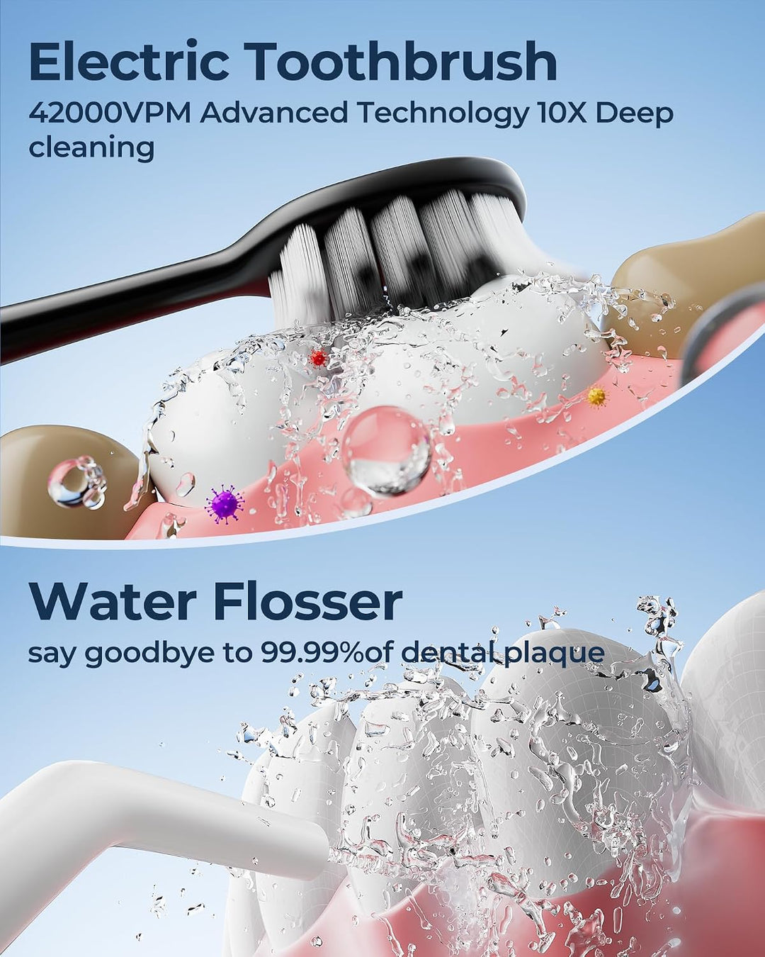 Cepillo de dientes eléctrico sónico y hilo dental eléctrico para ad...