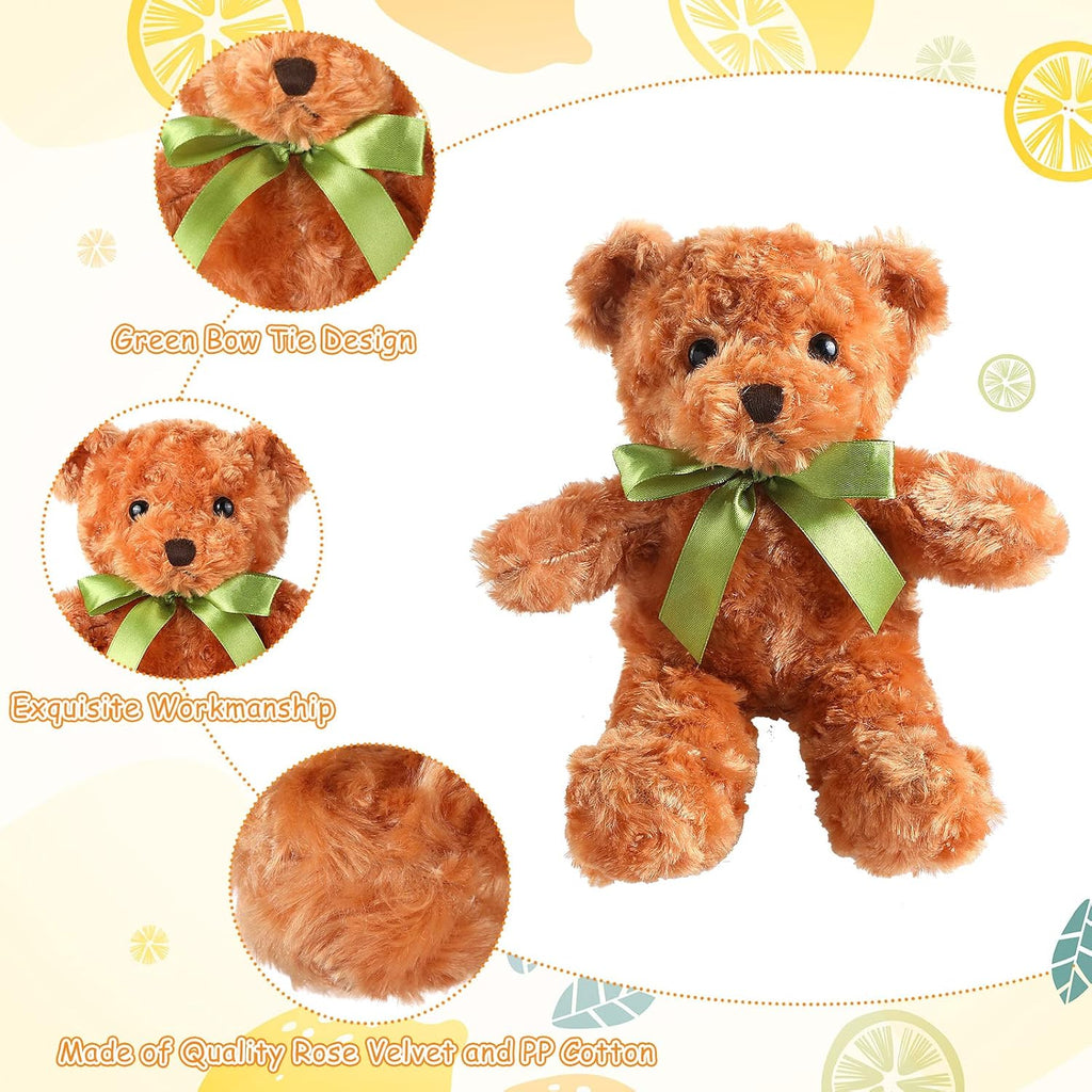 HyDren 24 piezas de animales de peluche con lazo verde de 10 pulgadas