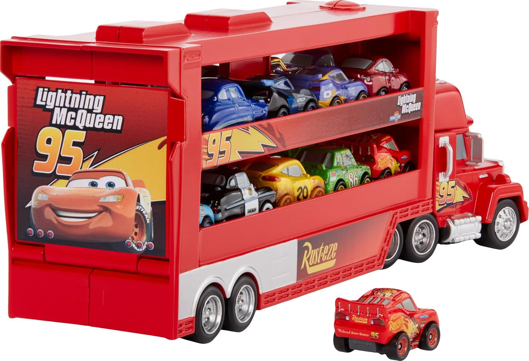 Mattel Disney Pixar Cars Mini Mack Racers Hauler y 1 auto de juguet...