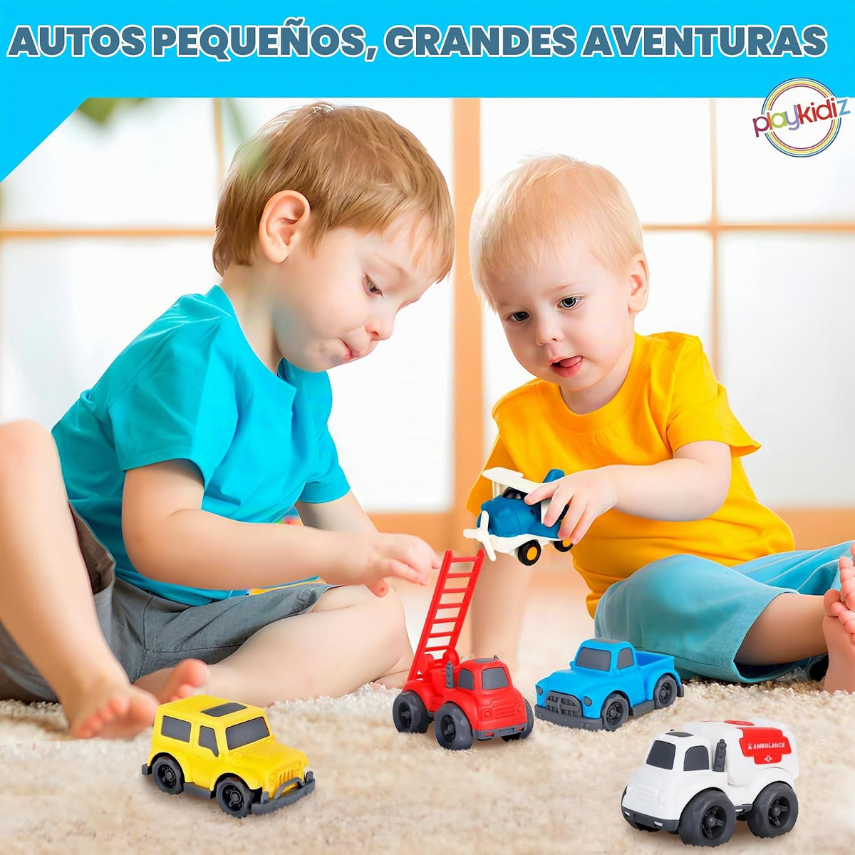 Paquete de 5 juguetes para niños pequeños, autos de juguete, incluyendo avión, camión de bomberos, ambulancia, camión de recogida y Jeep, regalo ideal para edades de 3 a 5 años (los colores pueden variar)
