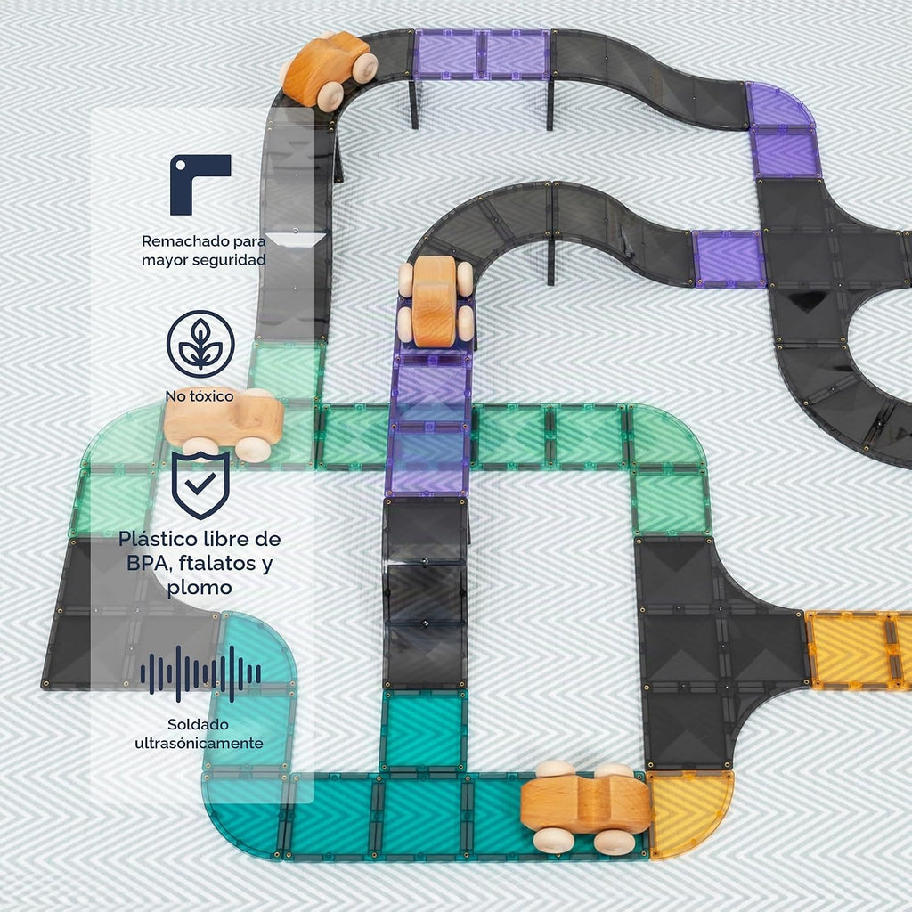 CONNETIX Paquete de rampas e intersecciones de azulejos magnéticos, 16 piezas
