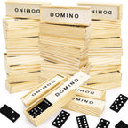 Noamus Juego de 30 mini dominó de madera, juego de dominó doble de 6 con estuche de madera e instrucciones (idioma español no garantizado), regalo de fiesta de dominó a granel, juego de caja de viaje de dominó de 28 azulejos, actividad de mesa clásica en
