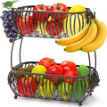 Simple Houseware Soporte oblato para cesta de frutas de 2 niveles, bronce