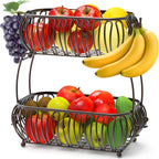 Simple Houseware Soporte oblato para cesta de frutas de 2 niveles, bronce