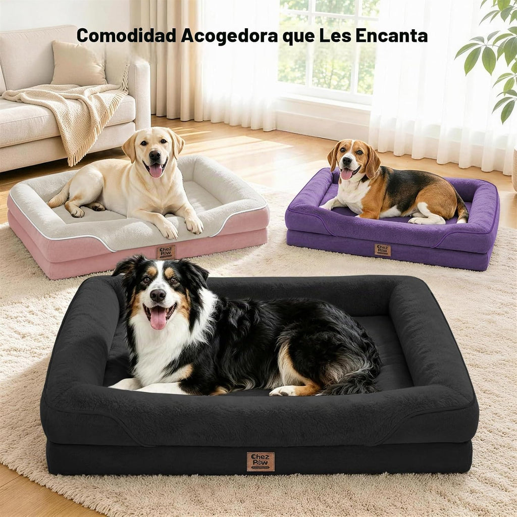 Cama ortopédica impermeable para perros de tamaño grande, rosa