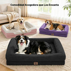 Cama ortopédica impermeable para perros de tamaño grande, rosa