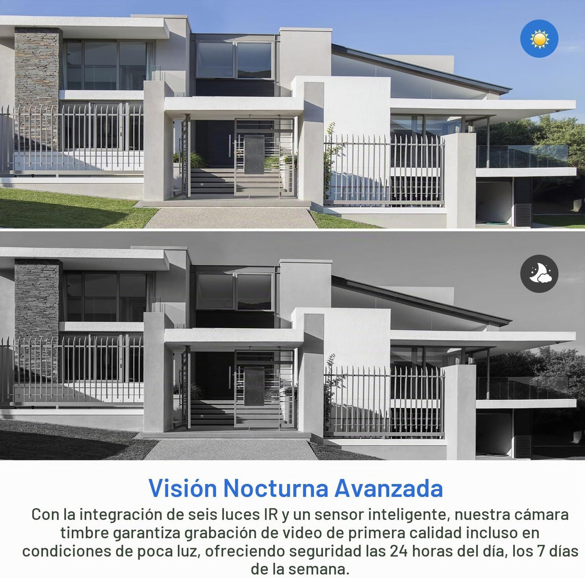 Cámara de timbre de video WiFi con detección humana, funciona con pilas, visión nocturna, conversación bidireccional, WiFi 2.4G, almacenamiento en la nube