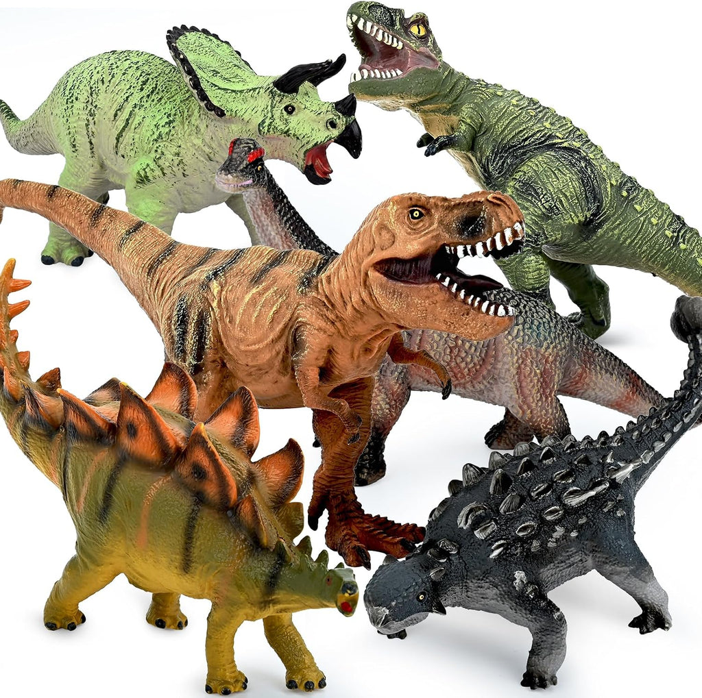 6 piezas de juguetes de dinosaurio grandes para niños de 3 a 5 años, juguetes realistas de dinosaurios suaves para niños de 3 a 7 años, juego de figuras de dinosaurio grandes para los amantes