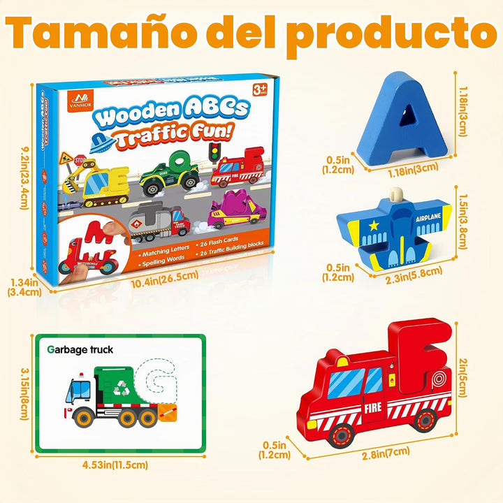 Vanmor Rompecabezas de madera del alfabeto para niños pequeños, jue...