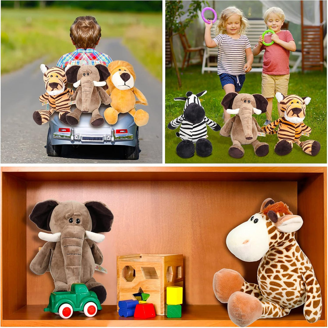 Zhanmai - Juego de 6 animales de peluche de safari de animales de l...