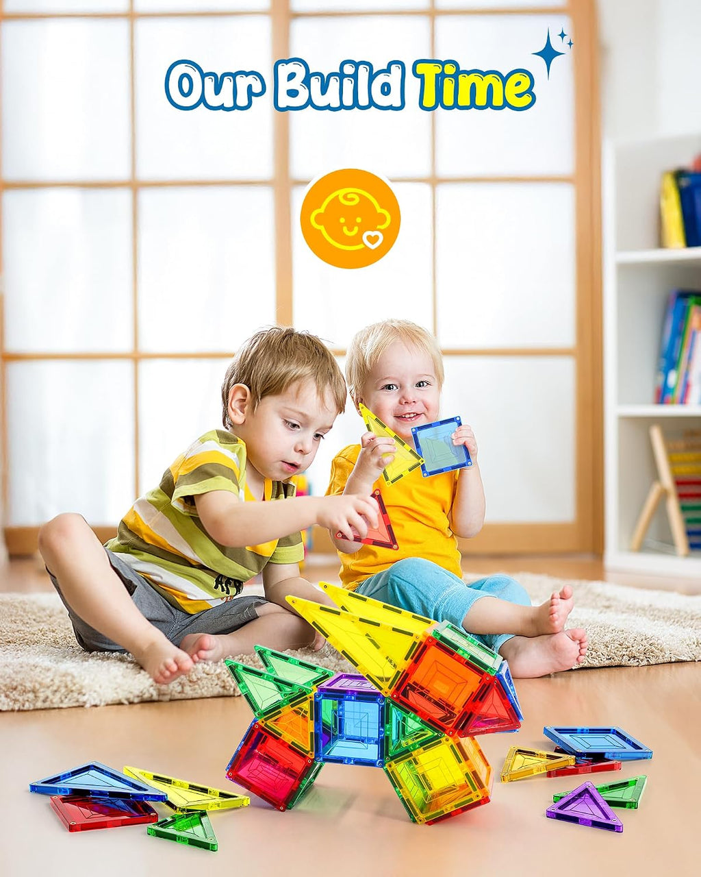 Loolinn Azulejos magnéticos para niños pequeños (mayores de 3 años) - Seguro para niños, certificado de seguridad, remaches reforzados, 100% no tóxico, fuerte magnetismo - Juguete creativo de azulejos