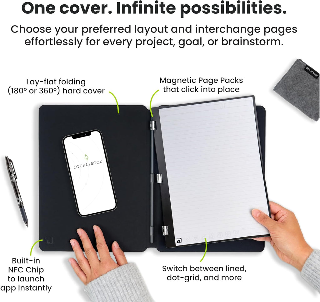Rocketbook Pro Smart - Cuaderno reutilizable, letra de 8.5 x 11, color