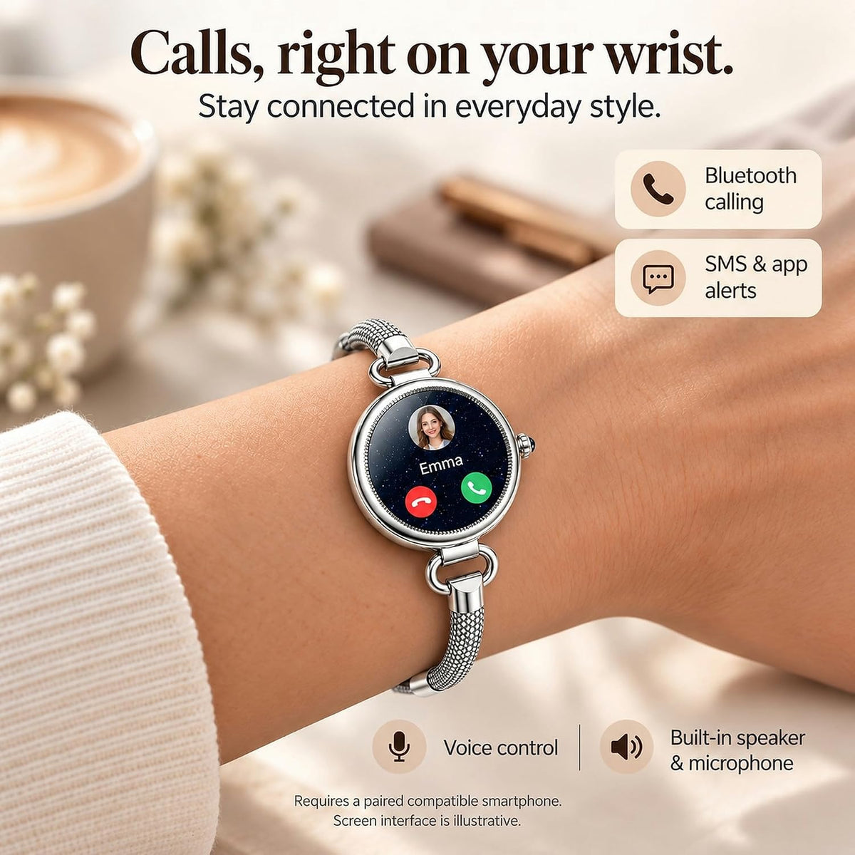 Relojes inteligentes para mujer, AMOLED de 1.19", IP68