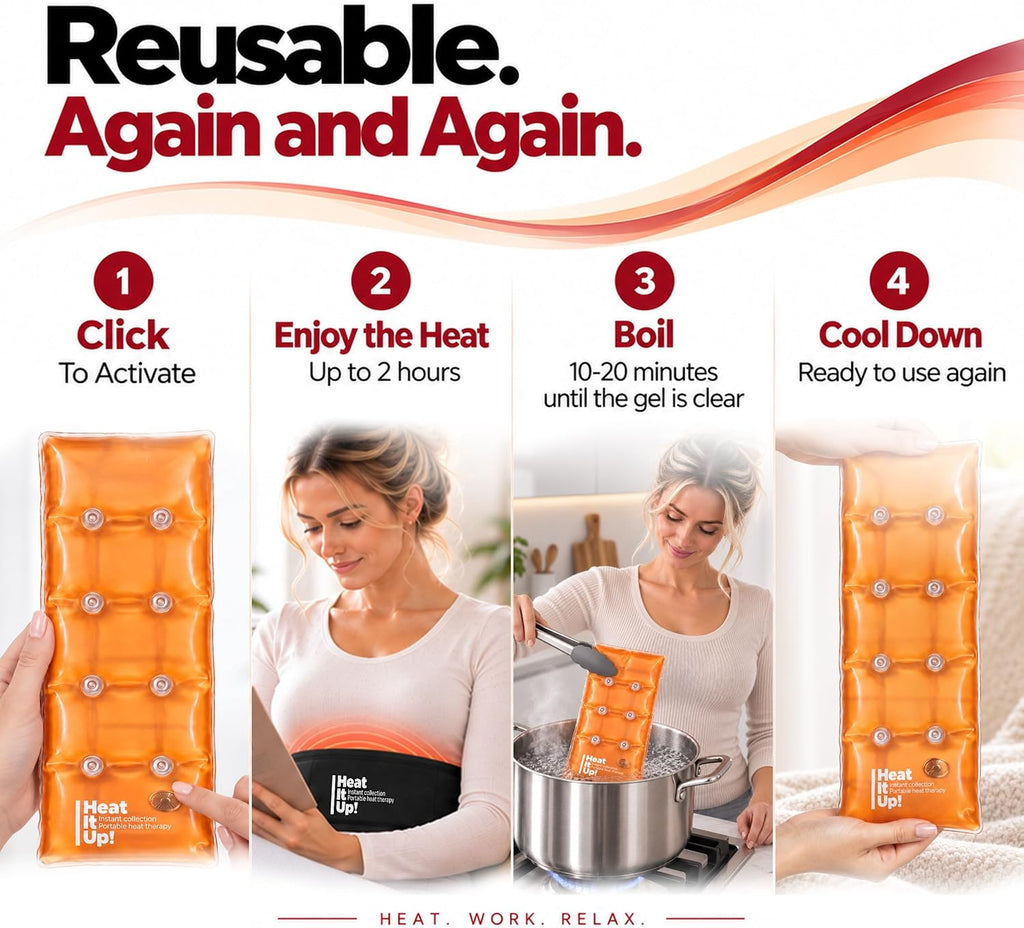 Heat It Up - Almohadilla térmica portátil para dolor de espalda y calambres