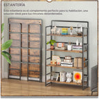 Estantería plegable extra ancha de 4 niveles sin montaje, estantes de almacenamiento vintage para dormitorio, sala de estar, oficina en casa
