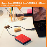 WD 1TB My Passport, Disco duro externo portátil, rojo, software de...