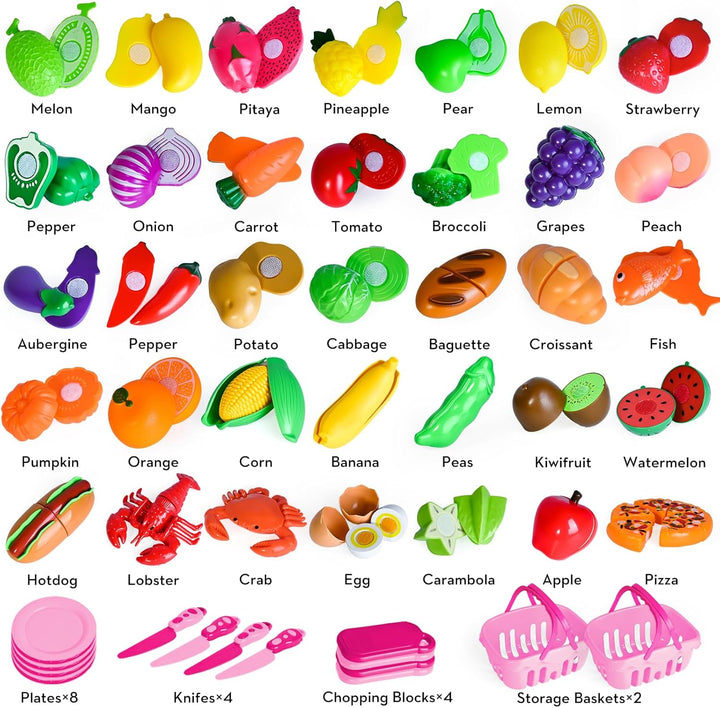 Shemira 100 piezas de juguete de cocina de corte para niños, juguet...