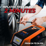 Bullseye - Inflador de neumáticos de 12 V CC, inflado rápido de 2 m...