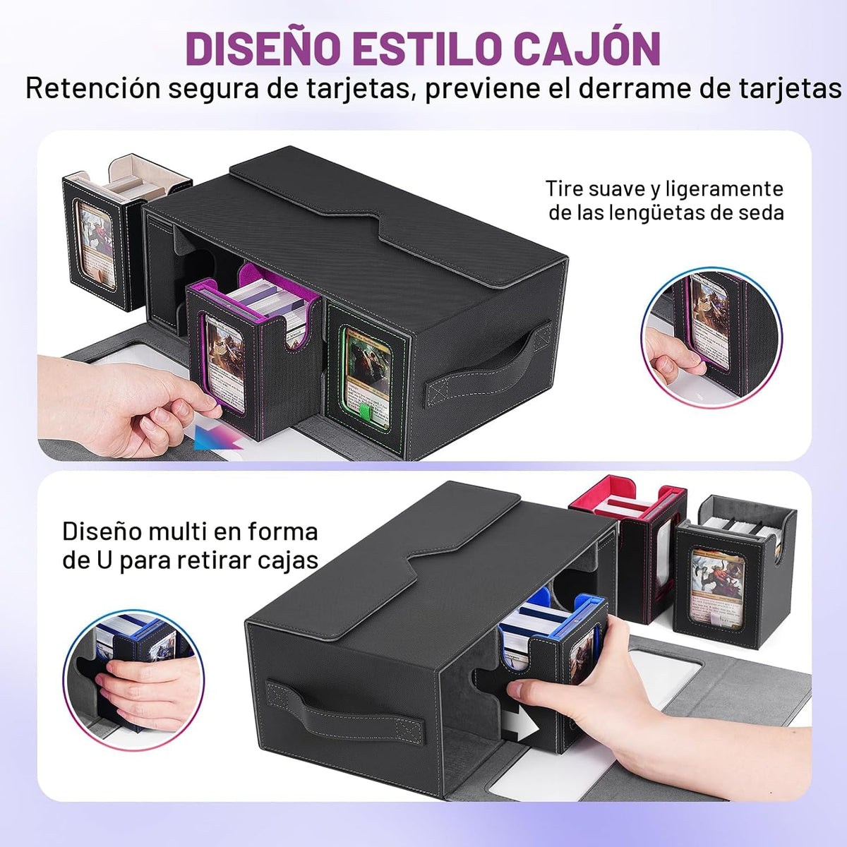 UAONO MTG Commander Deck Box, 6-Deck Modular TCG Deck Case con Dice Tray