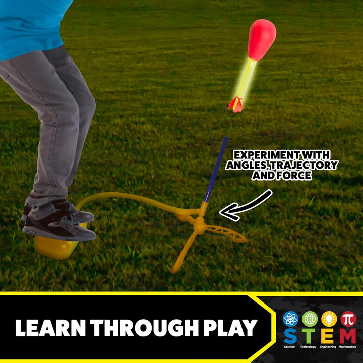 Stomp Rocket Lanzacohetes ultra LED para niños, 4 cohetes con punta...