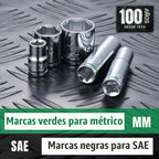Juego de llaves de vaso SK de 3/8", enchufes SAE, 13 piezas, 1/4" a 1"