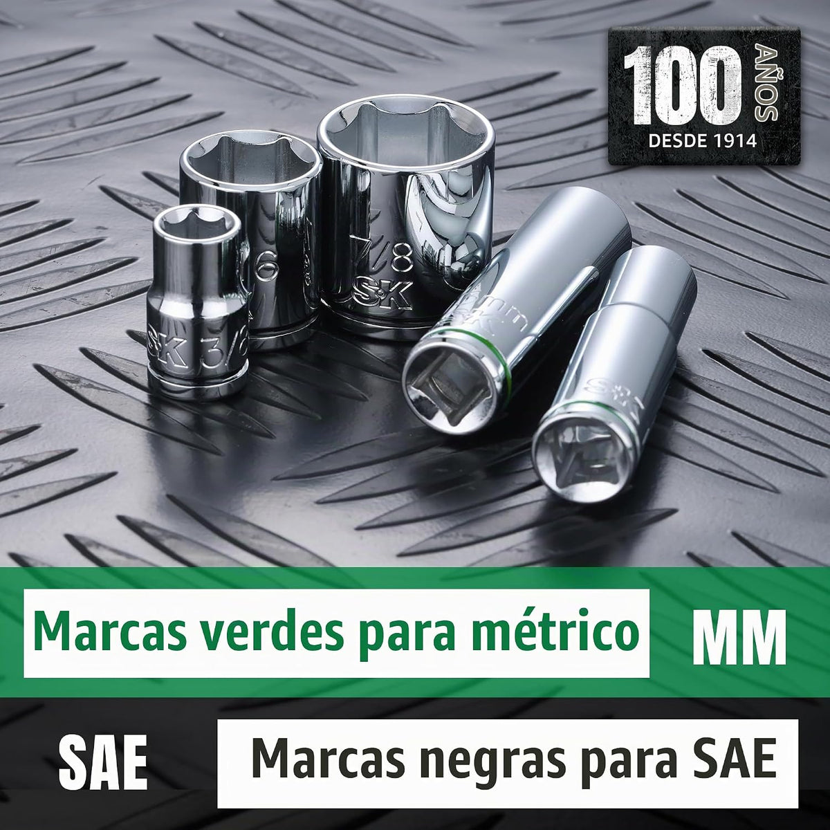 Juego de llaves de vaso SK de 3/8", enchufes SAE, 13 piezas, 1/4" a 1"