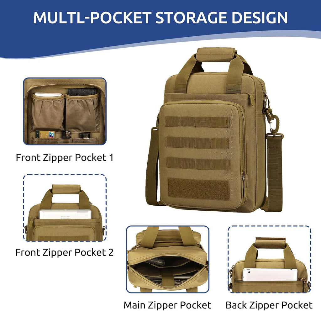 Bolsa de Mensajero Táctica ZHIERNA, Maletín Táctico para Laptop de Alta Resistencia con MOLLE, Bolso de Hombro para Hombre (Incluye Parche)