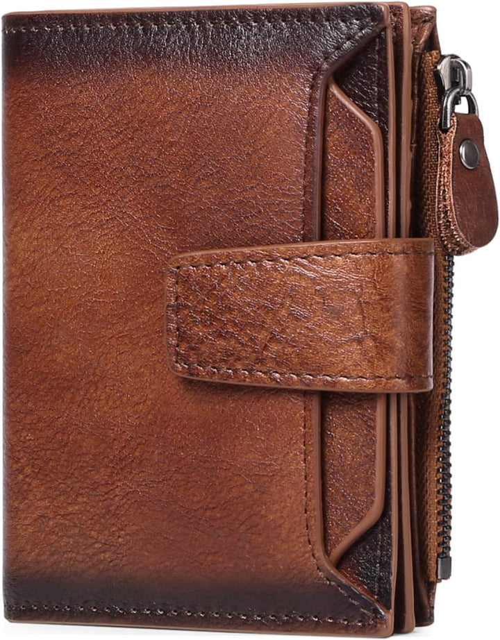 FALAN MULE Cartera pequeña para mujer, de piel auténtica, plegable,...
