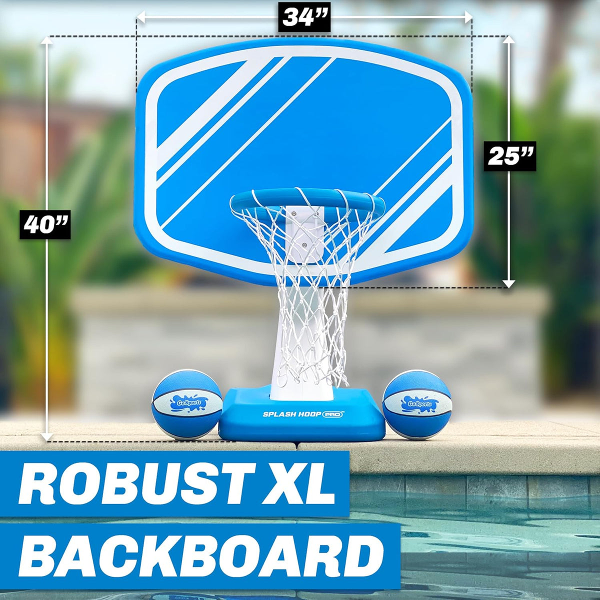 GoSports Splash Hoop PRO - Elige tu color - Juego de baloncesto para piscina; incluye una canasta de baloncesto para agua para colocar junto a la piscina, 2 balones y una bomba