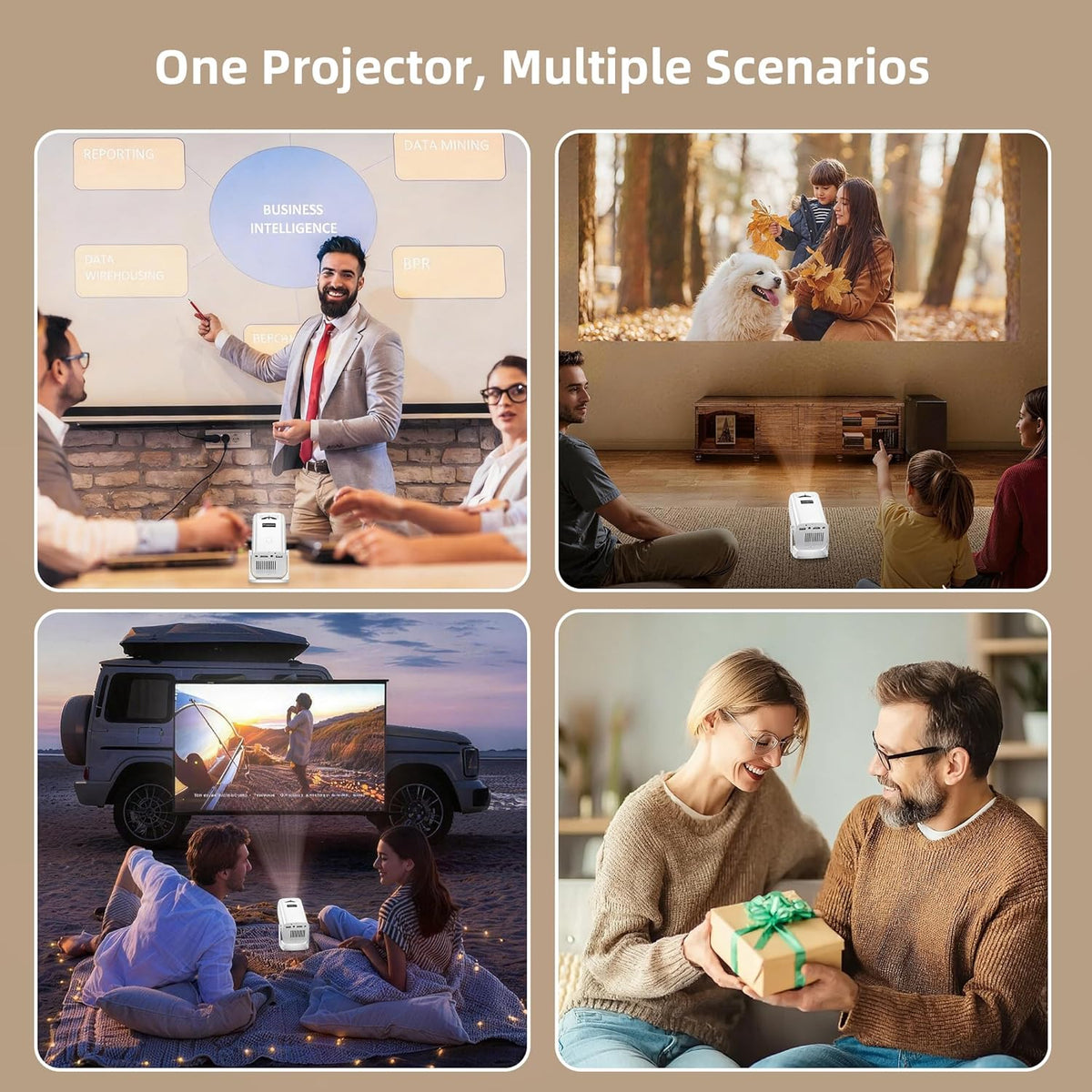Mini proyector, proyector portátil compatible con 4K, proyector par...