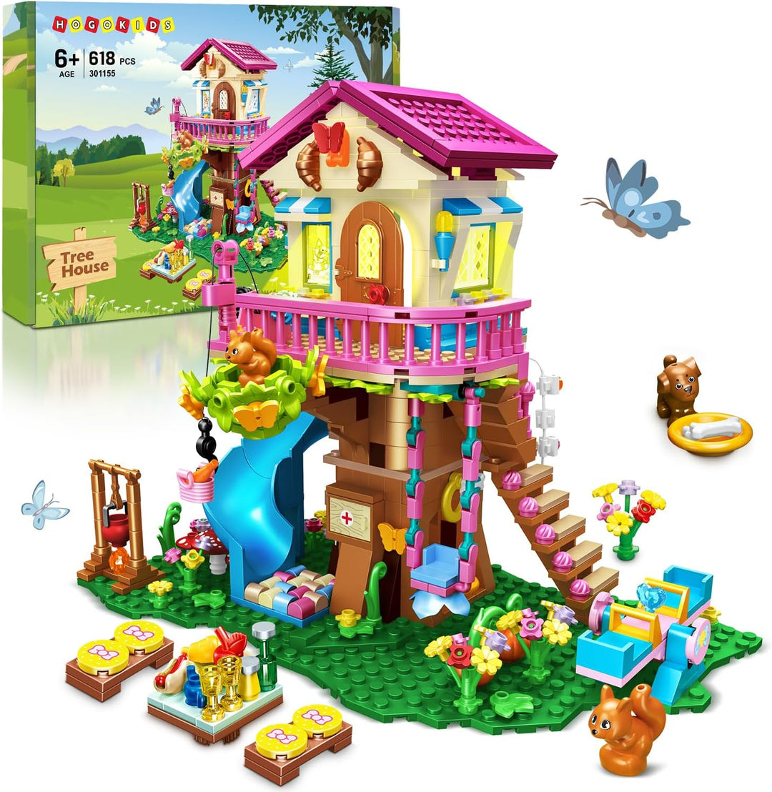 HOGOKIDS Juego de construcción de casa de árbol con luz