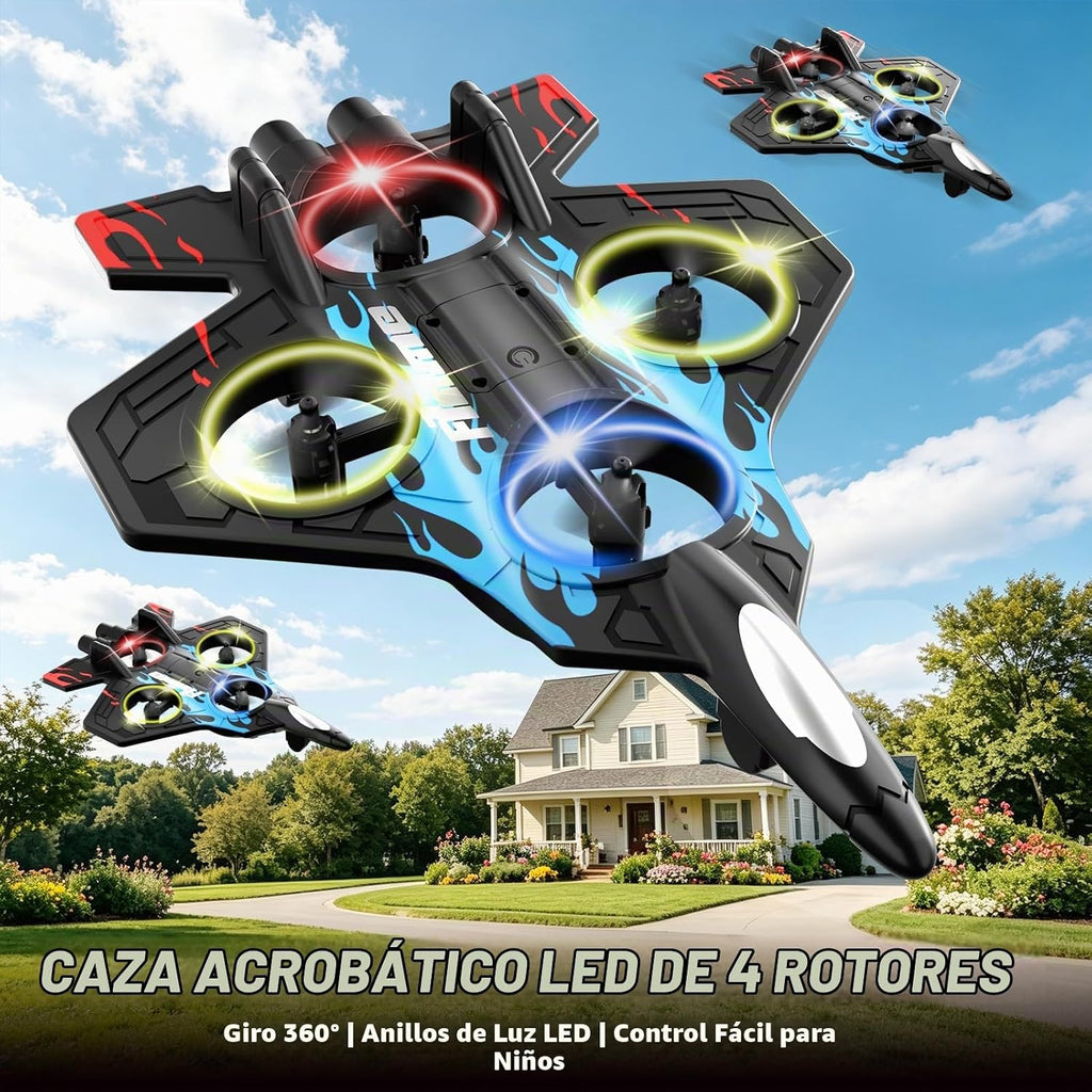4DRC Aviones RC de espuma con control remoto para niños y adultos, 3 baterías, avión de combate RC con luz, 360° Flip Fighter Jet Toys, Stunt Roll, regalos de juguete de avión para niños
