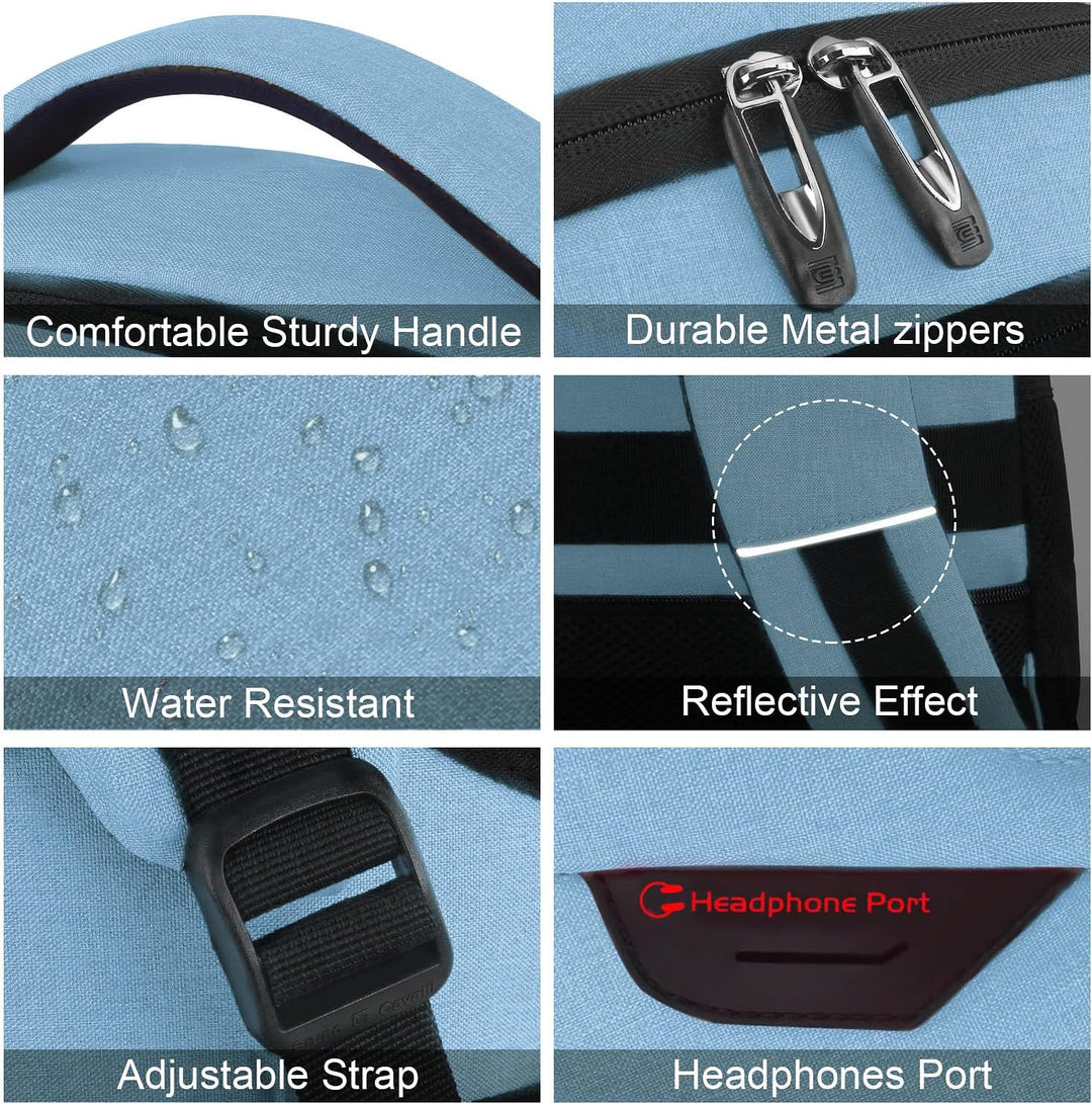 Mochila para Laptop Volher, Azul pálido, 15,6 pulg., Computadora po...