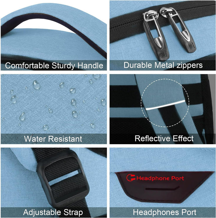 Mochila para Laptop Volher, Azul pálido, 15,6 pulg., Computadora po...