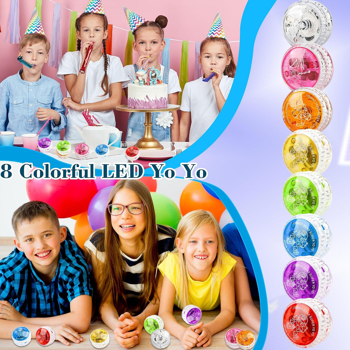 40 bolas de Yo Yo con luz colorida, bolas de respuesta LED a granel, bolas de retorno automático, Yoyo para niños, principiantes, cumpleaños, aula, bolsas, regalos, 8 colores