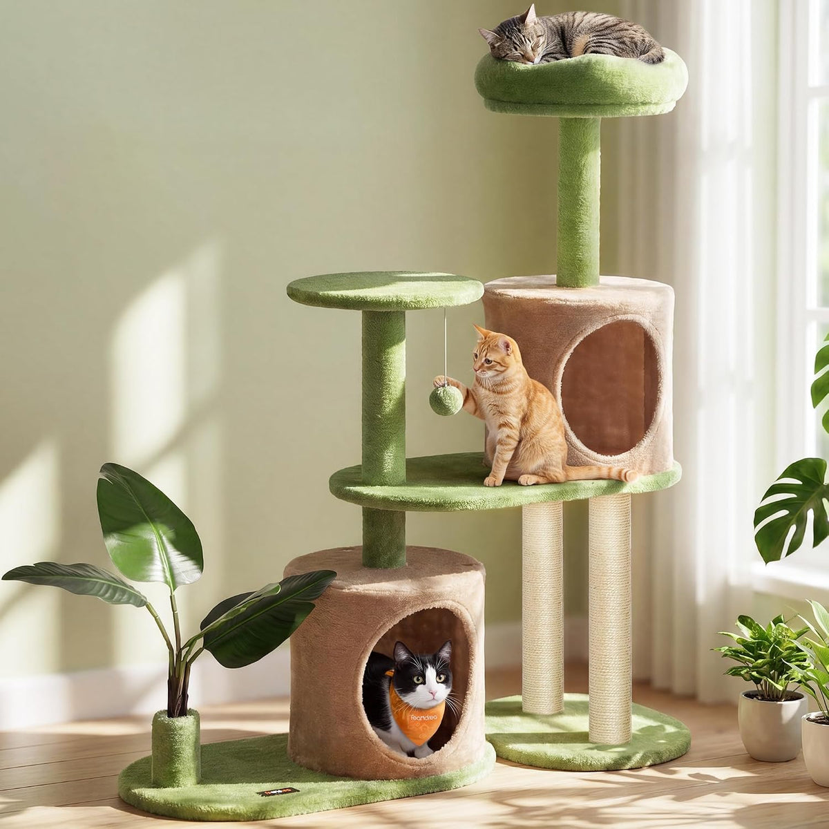 Feandrea Árbol para gatos, torre de felpa de varios niveles de 42.9