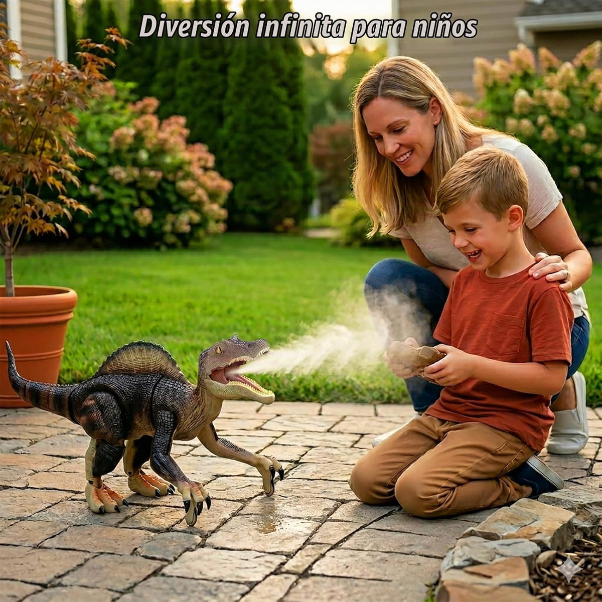 Juguetes de dinosaurio con control remoto para niños, juguete electrónico RC Spray Raptor, juguete para caminar, rugiente, espinosaurio jurásico, realista, 18.1 pulgadas, regalo de cumpleaños