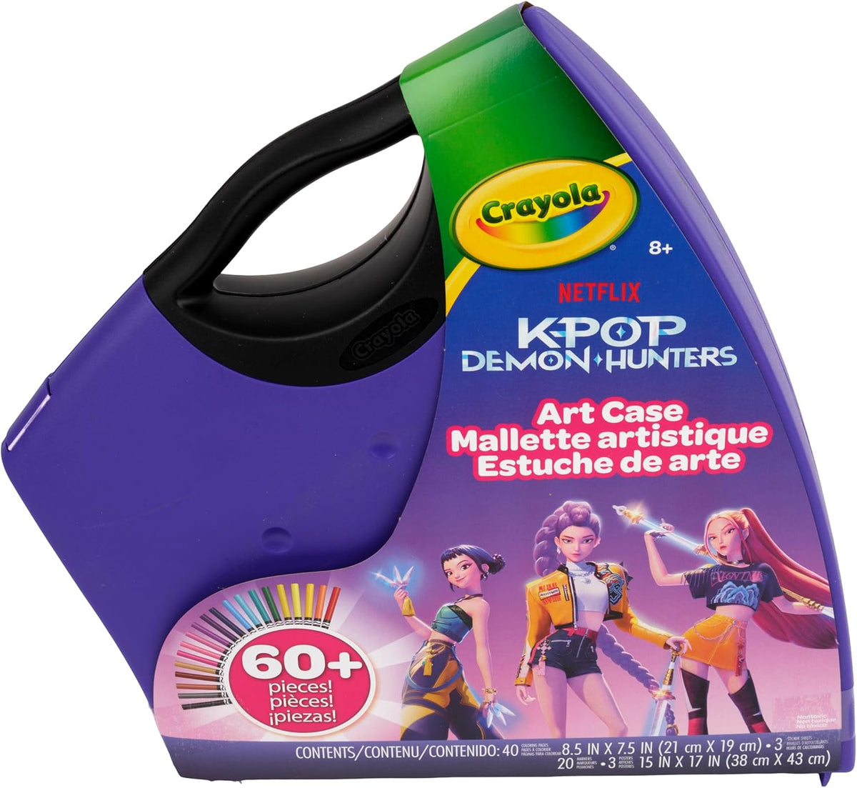 Crayola Kpop Demon Hunters - Estuche de arte (40 + piezas), kit de