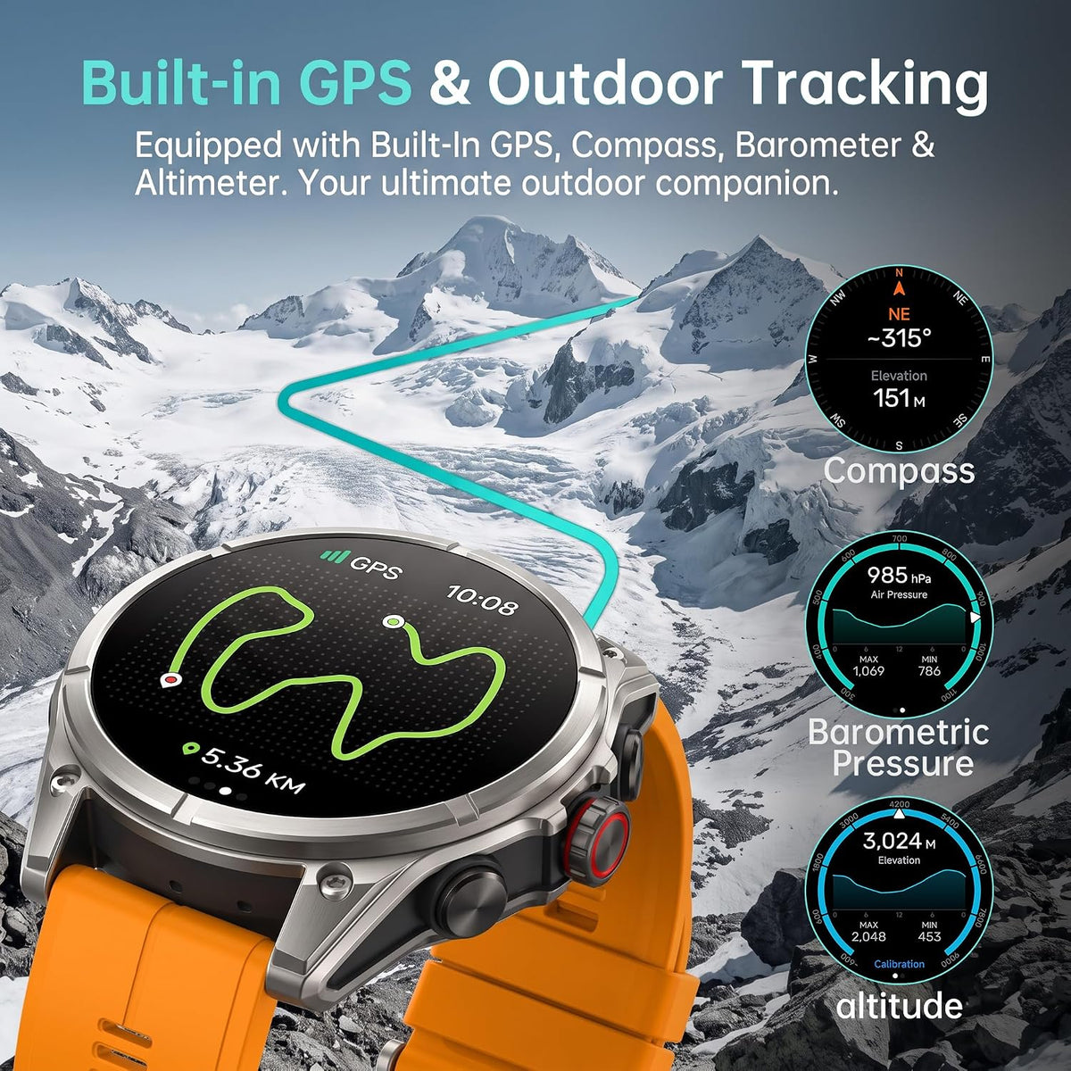 SOUYIE Smartwatch para hombres GPS Fitness Tracker Bluetooth llamada