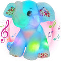 BSTAOFY - Elefante de peluche musical con luces LED de 12 pulgadas, Azul