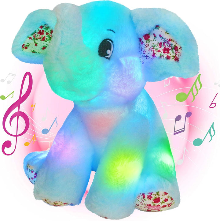 BSTAOFY - Elefante de peluche musical con luces LED de 12 pulgadas,...