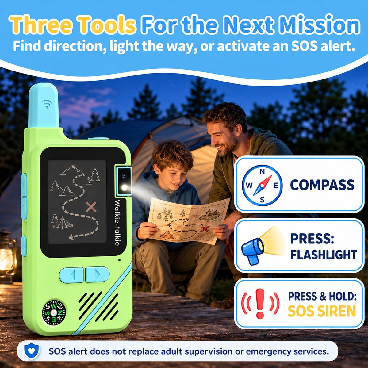 Walkie Talkies de video para niños, paquete de 2 con cámara giratoria de 180°, juguetes de largo alcance, recargable, clip y cordón, regalos de cumpleaños para niños y niñas de 3 a 12 años, interiores