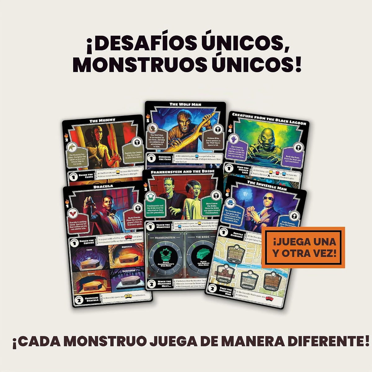 Ravensburger Horrified Games - Universal Monsters - Juego de mesa de estrategia - Mejora el pensamiento crítico y el trabajo en equipo - Juego cooperativo - Desafíos únicos de monstruos - 1 a 5