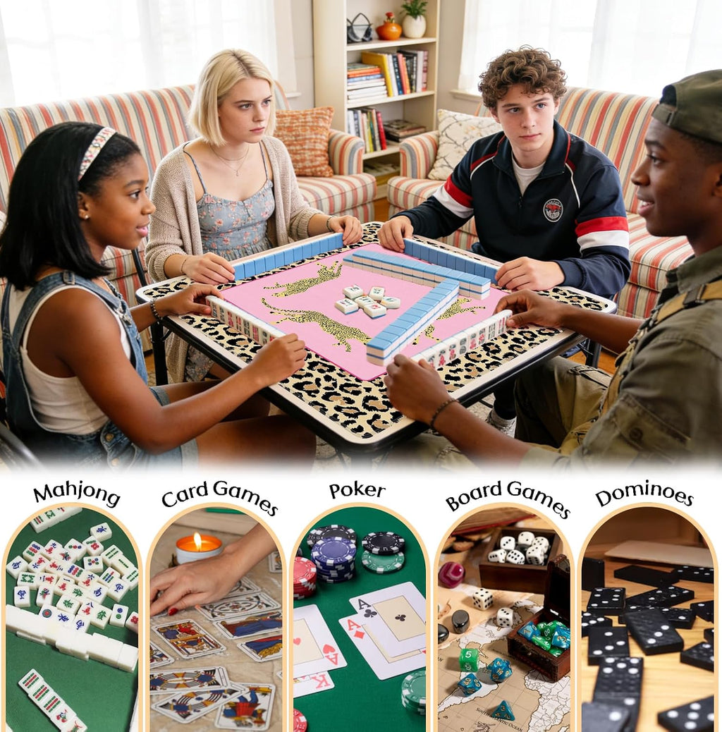 Alfombra Mahjong de neopreno con estampado de leopardo 31.5 x 31.5