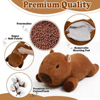 Peluches Capybara con calefacción ponderada, 2.2 libras, animales de peluche calentados con peso de 17 pulgadas para microondas, abrazos de felpa Capybara, almohadillas calentables y refrigerables sin perfume para niños y niñas adultos