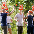 Juego de Baloncesto de Aro de Cabeza para Fiesta de Partido de Carnaval para Niños y Adultos, Portátil Ajustable, con Banda para la Cabeza y Red de Canasta, Incluye Pelotas, para Cumpleaños, Carnaval