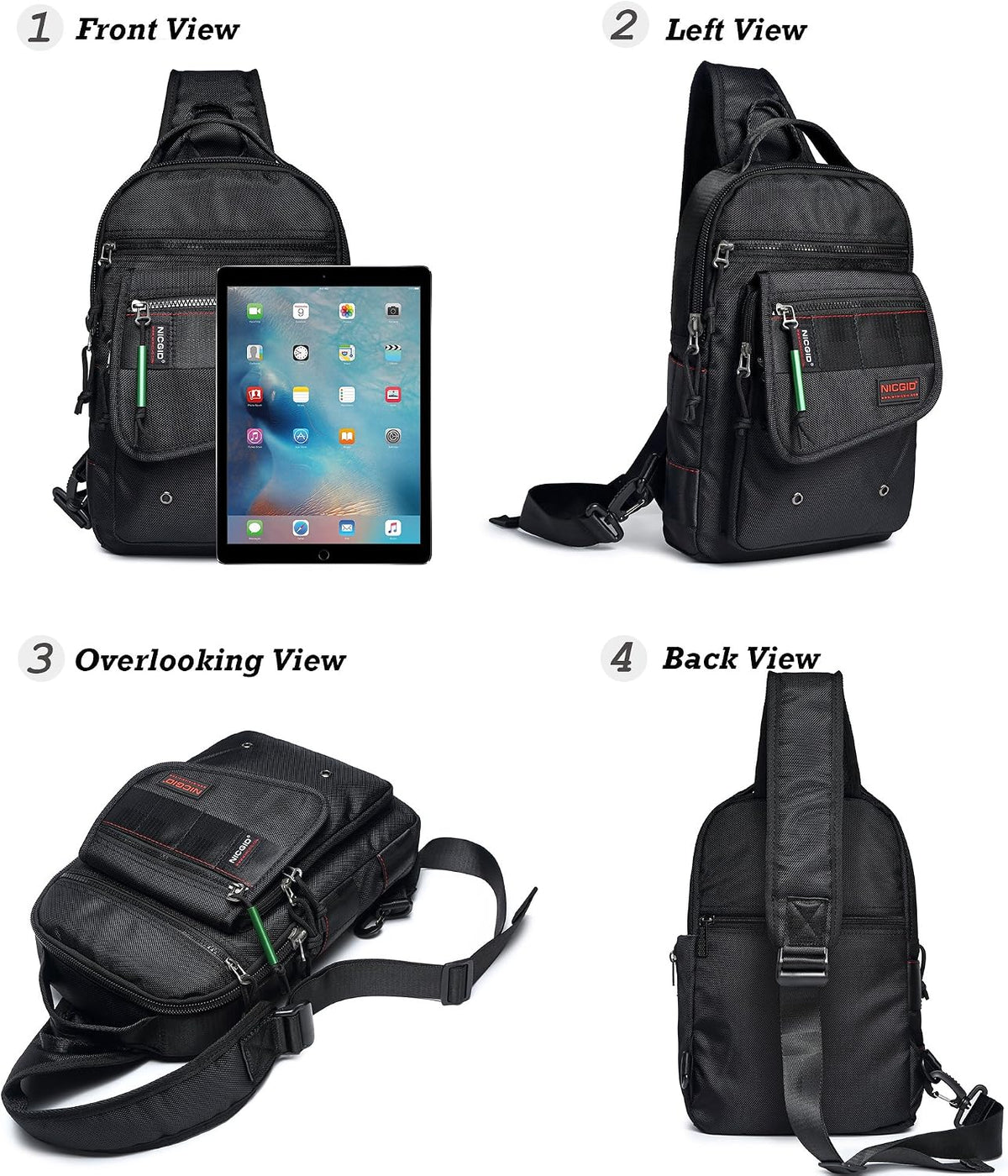 NICGID Bolsos de bandolera, mochilas de hombro para el pecho, bolsos cruzados, bolsa de pecho al aire libre, mochila de viaje para hombres y mujeres
