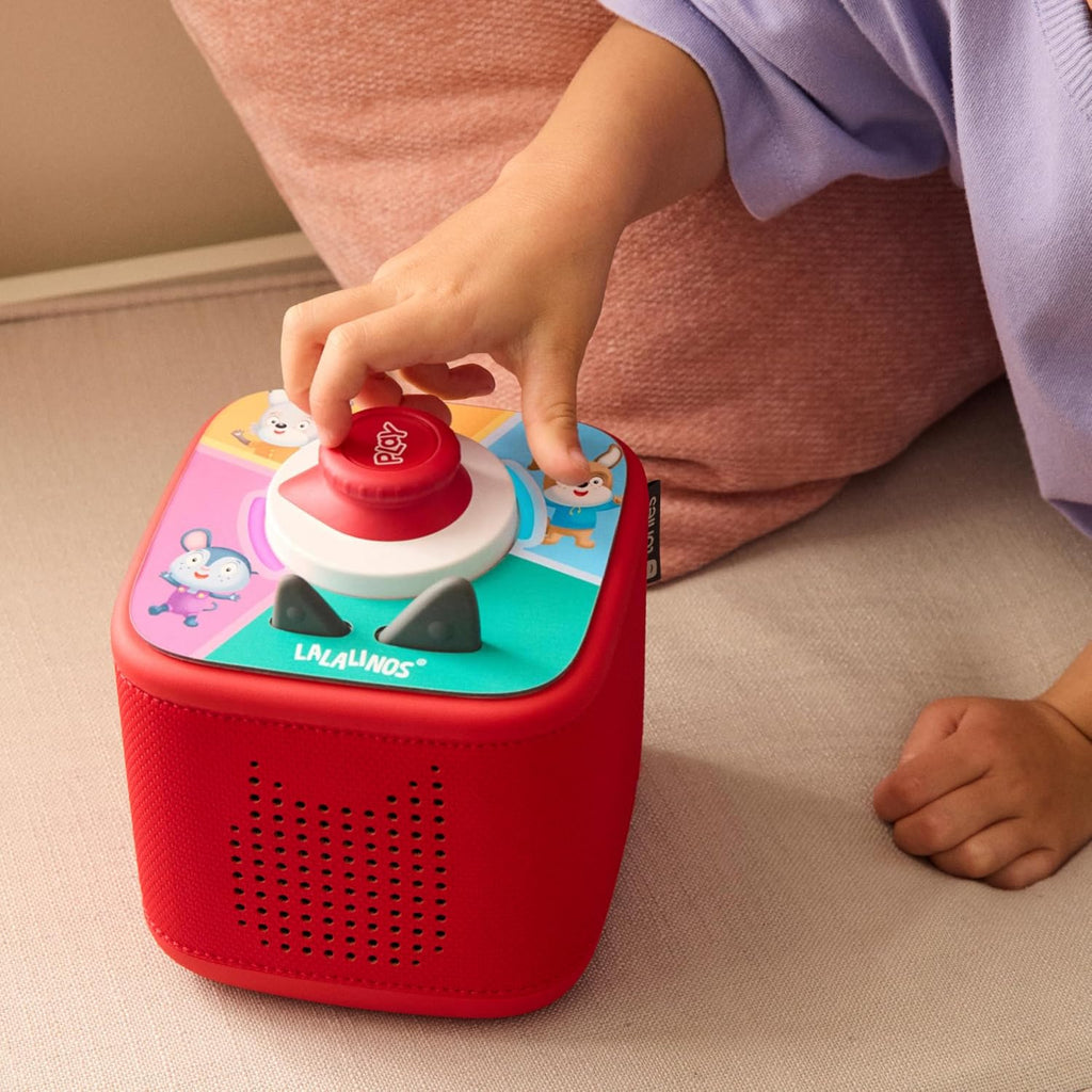 Toniebox 2 Audio Player Bundle para Kids 3+ con Lalalinos Akio, Cosmo, Scout Figurines y Tonieplay Game & Controller - Sunset Red