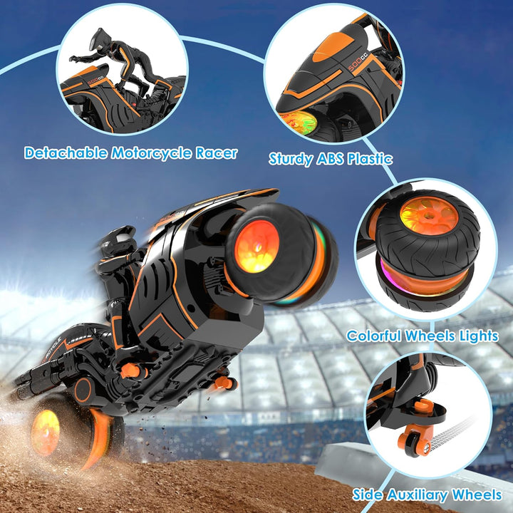 iappadore Motocicleta de control remoto con luces RGB y deslizamien...